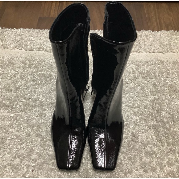 Zara Square Toe Patent Bootie Black Size 37 New without tag - Picture 6 of 10